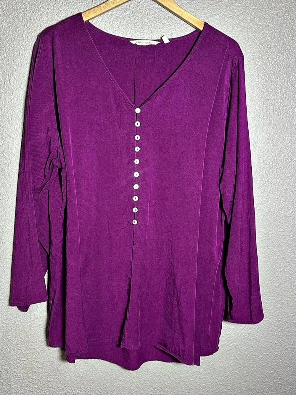 Soft Surroundings Washed Tencel Tunic Purple Blouse Size 1X